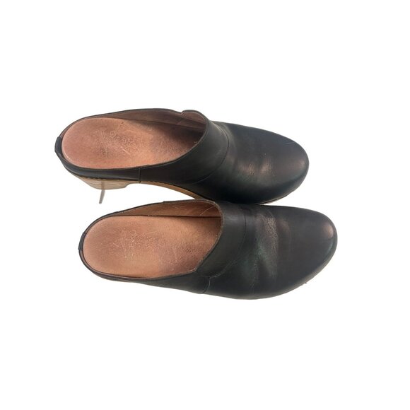 DANSKO Black Leather Open Heel Clogs Shoes Womens 8.5 9 Euro 39 - Picture 2 of 7